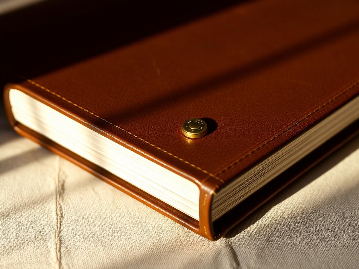 Leather family photo album with a brass lock